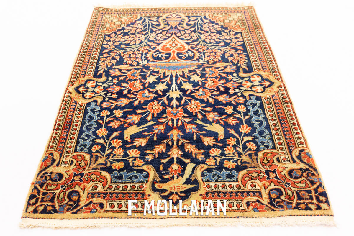 Tappeto Kashan Mohtasham di Seta Colore Blu n°:368173